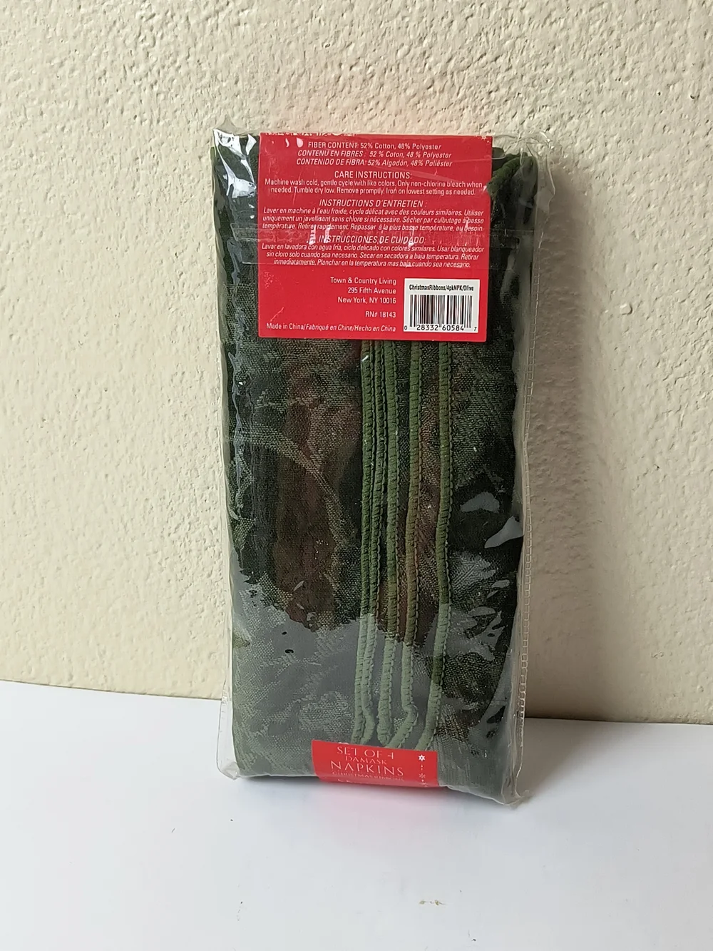 Damask Christmas Napkins - Deep Green Set of 4
